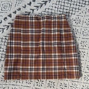 Brandy Melville Plaid Brown Skirt